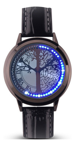 Reloj Digital Unisex Led Táctil Árbol De Vida Negro