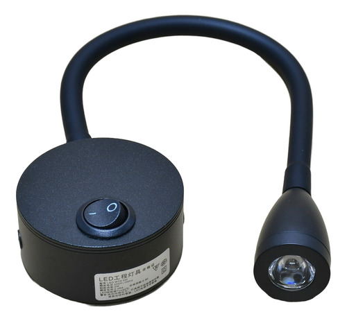 Lampara De Pared 220v Velador 3w Direccional Luz De Lectura Negro