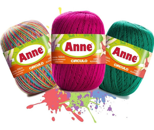 3 Novelos Linha Anne 500 Crochê / Tricô - Circulo