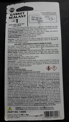 Sellante Gasket Tipo 1 Versachem (permatex) Usa