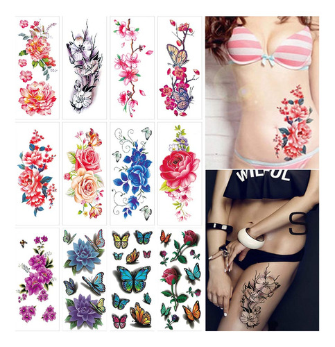 Tatuajes Temporales De Flores Para Mujeres Y Adultos, Tatua.