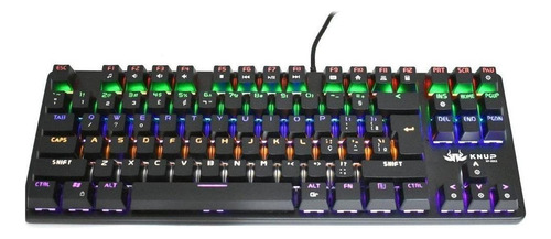 Teclado gamer Knup KP-2052 QWERTY português Brasil cor preto com luz rainbow