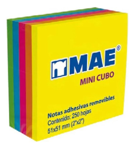 Notas Adhesivas 5x5 Cms Mae Minicubo 250 Hojas 5 Colores