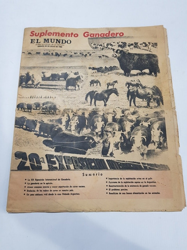 Antiguo Suplemento Ganadero Radio El Mundo 1960 Mag 58069