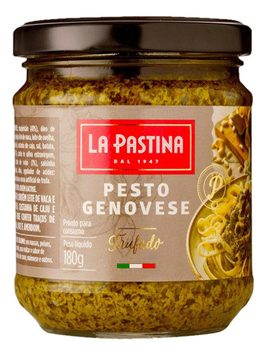 Molho Pesto Genovese Trufado Italiano Pastina 180g La