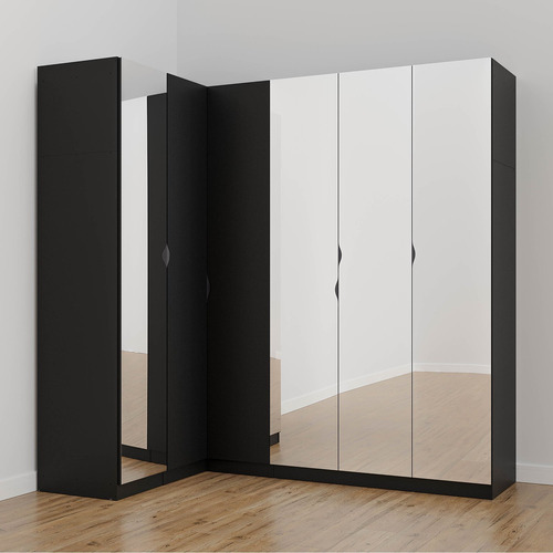 Guarda Roupa Modulado De Canto Com Espelho 6 Portas 3 Wt