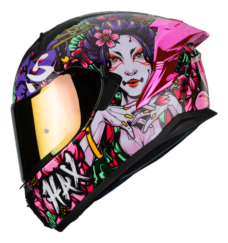 Casco Para Moto Certificado Ece 2206 Hax Obsidian Geisha