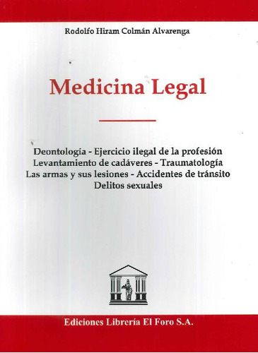 Libro Medicina Legal De Rodolfo Hiram Colmán Alvarenga