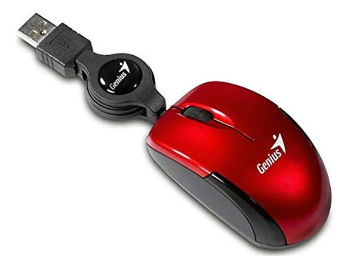 Mouse Mini Genius Microtraveler Usb Retractil P/viaje Rubi