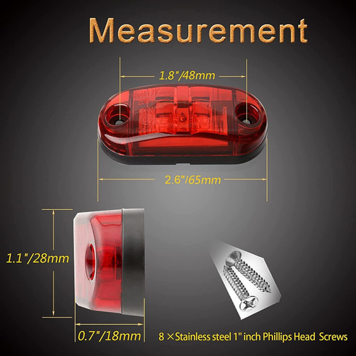 8 Piezas Luces De Camión De Remolque Luz Marcador Led Latera