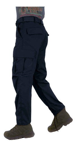 Imagen 2 de 7 de Pantalón Azul Táctico Militar Cargo Ripstop Anti Rasgaduras