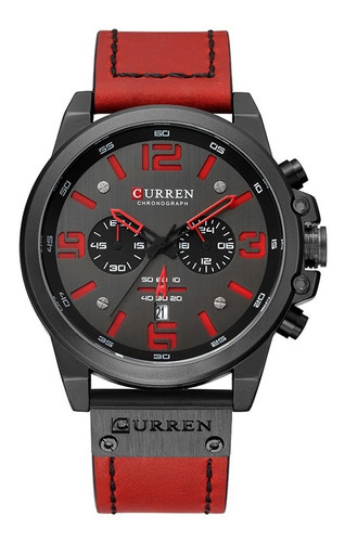 Reloj analógico Curren 8314 para hombre, negro y rojo