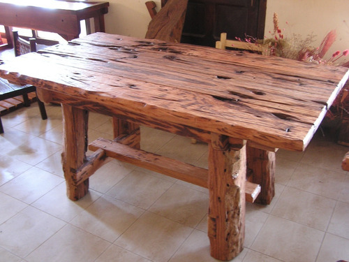 Imagen 6 de 6 de Mesa De Madera Quebracho Exterior Con Bancos