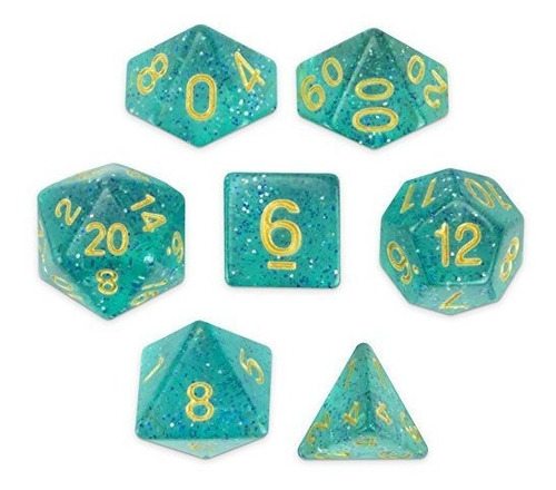 Wiz Dice Celestial Sea Juego De 7 Dados Poliedricos, Azul Tu