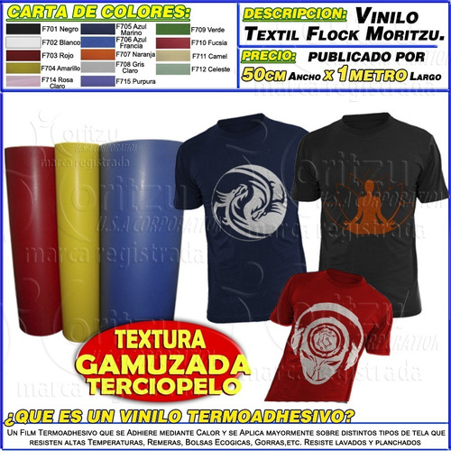Imagen 2 de 8 de Vinilo Termotransferible Flock Textil Tipo Gamuzado Moritzu
