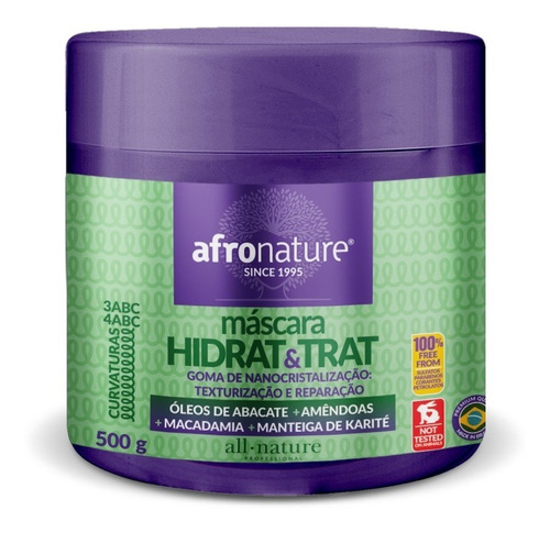 Máscara Hidrat Trat Óleo Abacate E Amêndoas 500g Afro Nature