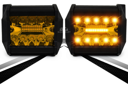 Faros 20 Led Auxiliar Dually Con Luz Fija Y Estrobo Par