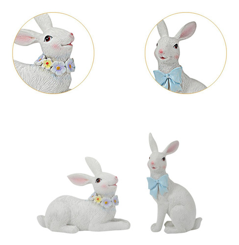 2 Piezas Estatuas De Conejo De Pascua Figuritas De Conejo De