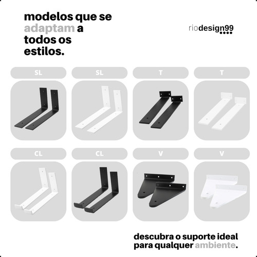 20cm - Mão Francesa Cantoneira Preta Reforçada - Rio Design99 - Ferro Aço Suporte Para Prateleira Resistente Industrial Prateleira Madeira Bancada Estante Triangular S47