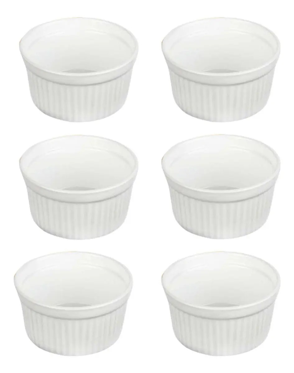 Kit 6 Ramequin Porcelana 150ml Branco Ramore Para Micro-ondas e Lava-louças