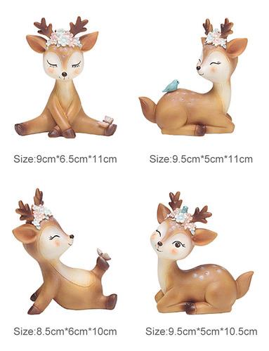 Cute Deer Cake Topper Resin Sika Home Enfeite Para