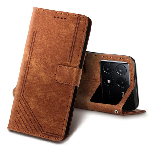 For Poco X6 Pro 5g Pu Wallet Flip Buckle Card Case+lanyard