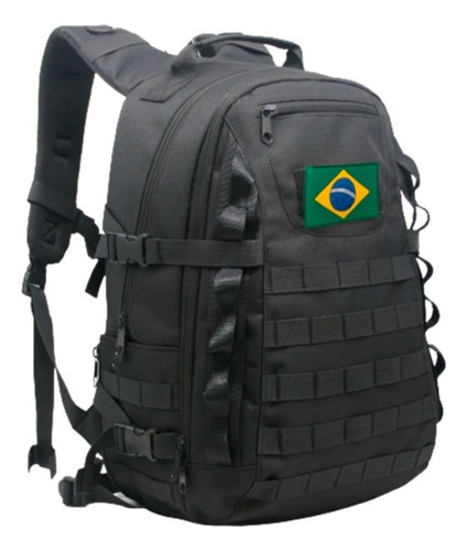 Mochila Tática Grande Academia 45 Litros Impermeável Ml1055 Cor Preto Desenho Do Tecido Lisa