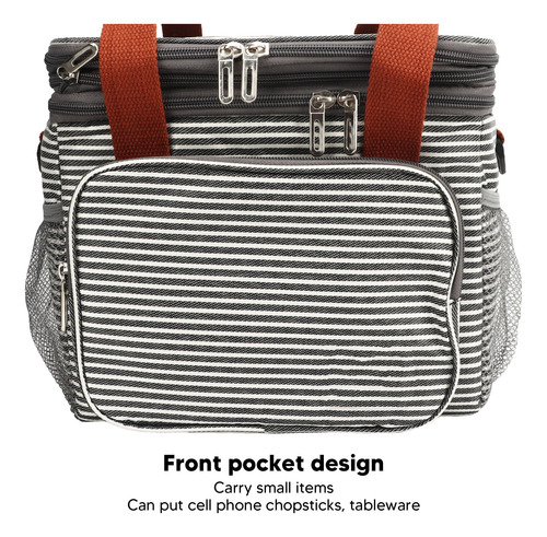 Bolsa Térmica Portátil Isolada Para Almoço, De Dupla Camada,