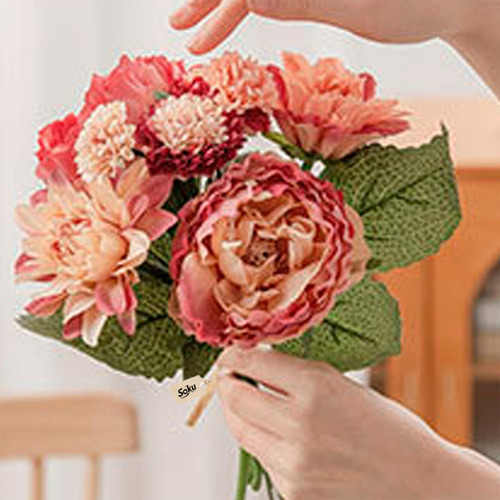 Soku Ramo Flores Decoracion Quinceñera Boda Centro De Mesa Color Coral