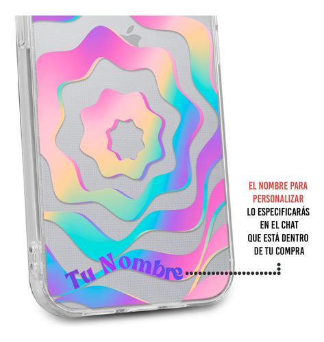 Funda Para iPhone Para Mujer Curvas Colores Con Tu Nombre