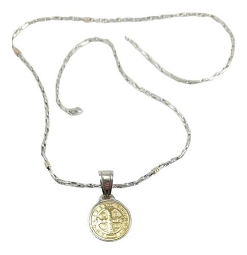 Medalla San Benito Y Cadena Plata Y Oro  Importadas( C178)