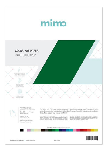 Papel Color Pop A4 180g Verde Nature Mimo 25 Unidades