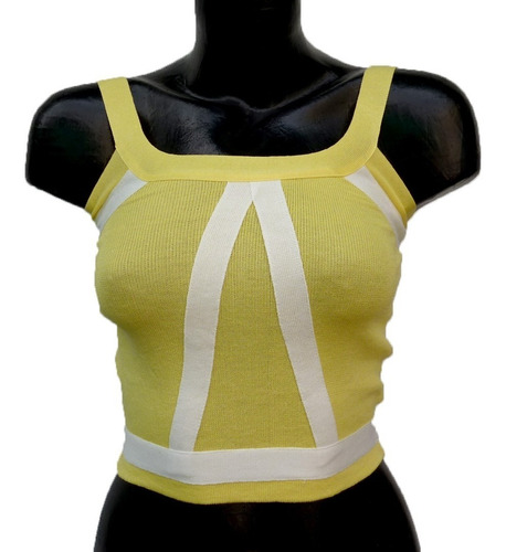 Crop Top Amarillo Tirantes Con Cierre De Metal