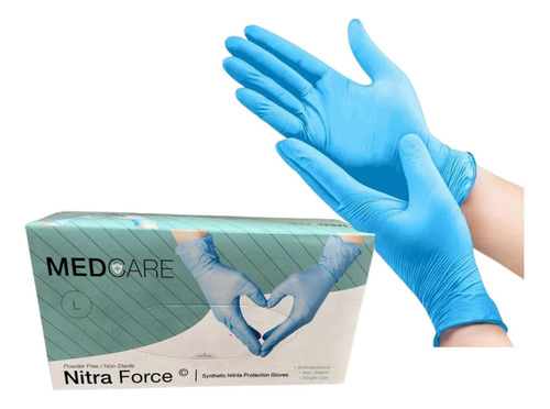 Guantes De Vinil Nitrilo Libre De Látex Y Polvo Azul 200 Pz Talla Grande