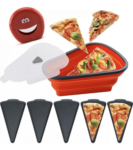 Contenedor Pizza 5 Bandeja Servir Para Rebanada Sobrante Un