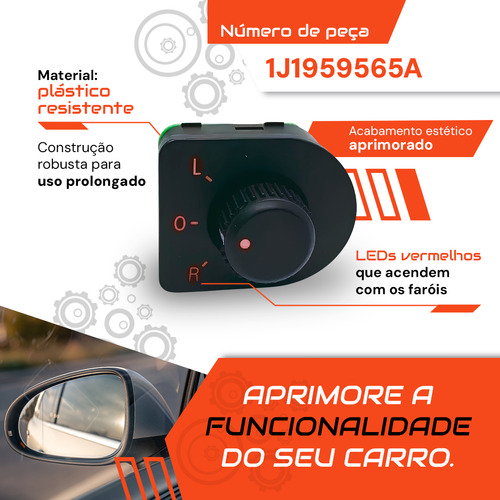 Botão Retrovisor Elétrico Espelho Gol Golf Voyage Saveiro