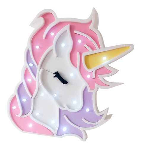 Unicornio Multicolor Con Luces Led Luminoso Candybar 25 Cm 