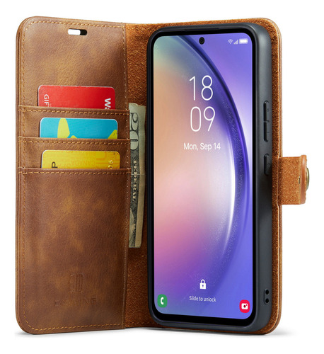 Funda De Piel Tipo Cartera Con Tarjetero Magnético