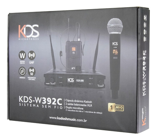 Microfone Sem Fio De Mão E Headset Uhf Profissional K-392c