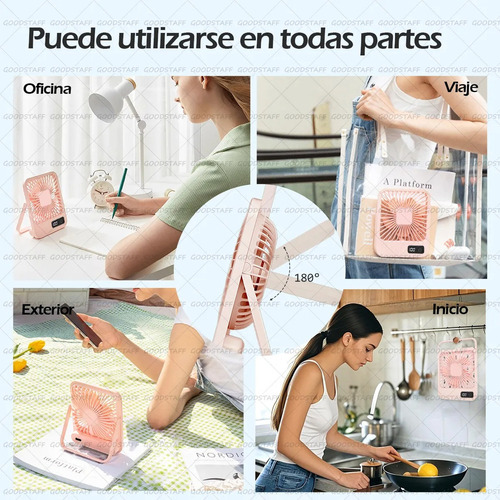 Ventilador De Escritorio, Portátil Usb Recargable Y Colgable