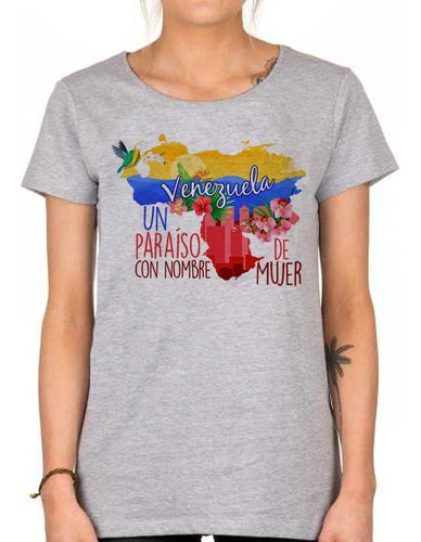 Remera De Mujer Mapa De Venezuela Paraiso Mujer Playa Flo