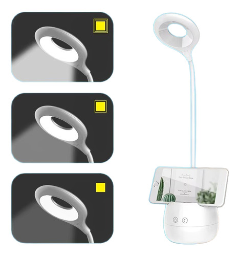Lampara Led Touch Blanco Velador Lapicero Inalambrica Plegable Escritorio Veoquiero