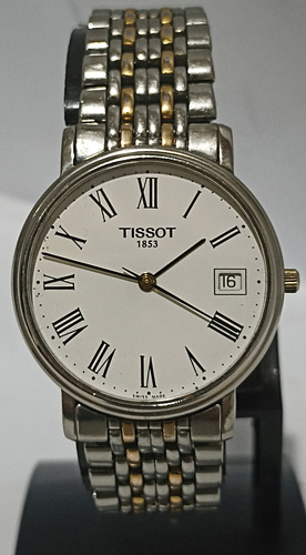 Genuino Reloj Suizo Tissot 1853 Cristal Zafiro Just Date Oro-acero Plateado Blanco (Usado)