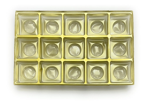 Charola Inserto Chocolates Trufas 15 Cavidades Dorado, 25pza