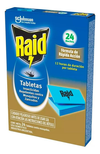 Raid Tabletas Repelente Insecticida Mosquitos 24 Noches