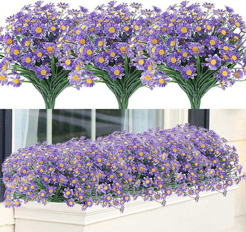 24 Ramos De Flores Artificiales De Margaritas - Purpura 