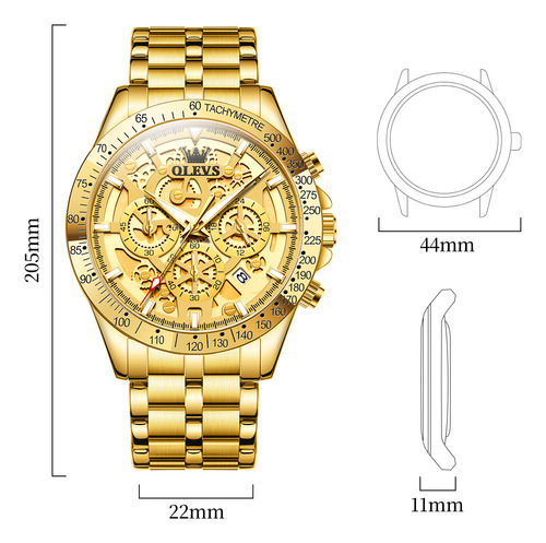 Reloj De Lujo Cuarzo Casual De Acero Impermeable Para Hombre 9913 Gold