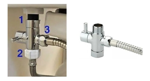 Imagen 2 de 2 de Llave Paso Bidet 1/2 Hi X 1/2 He X 1/2 He Bronce Cromada