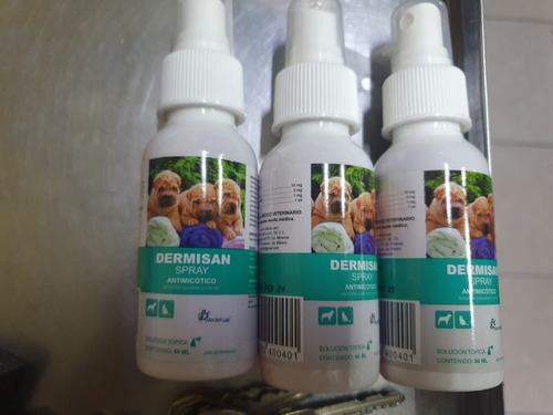 3 Spray Contra Hongos Perros Y Gatos Dermisan 60 Ml.