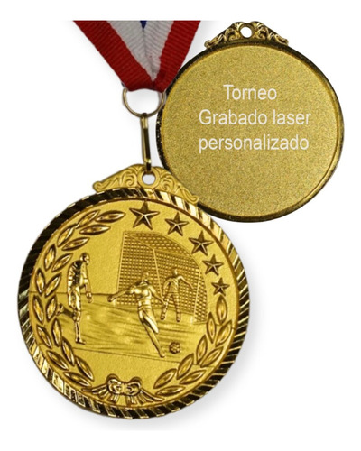 Medalla Oro Bi-metalica Futbol Personalizada En Laser 65 Mm